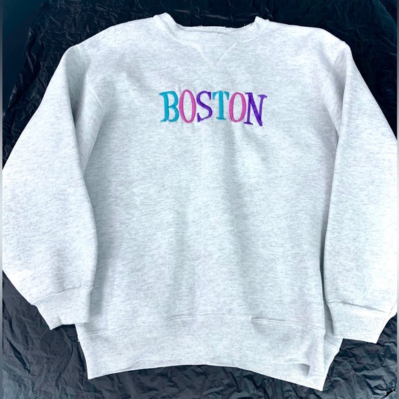 Vintage Boston University College Womens Pullover Sweatshirt Large Hanes Classic - Picture 1 of 5